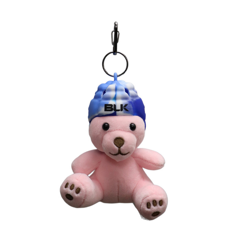 バディドール-テディベア ピンク ヘッドガードキーホルダー付 詳細画像 ピンクxブルーマーブル 1